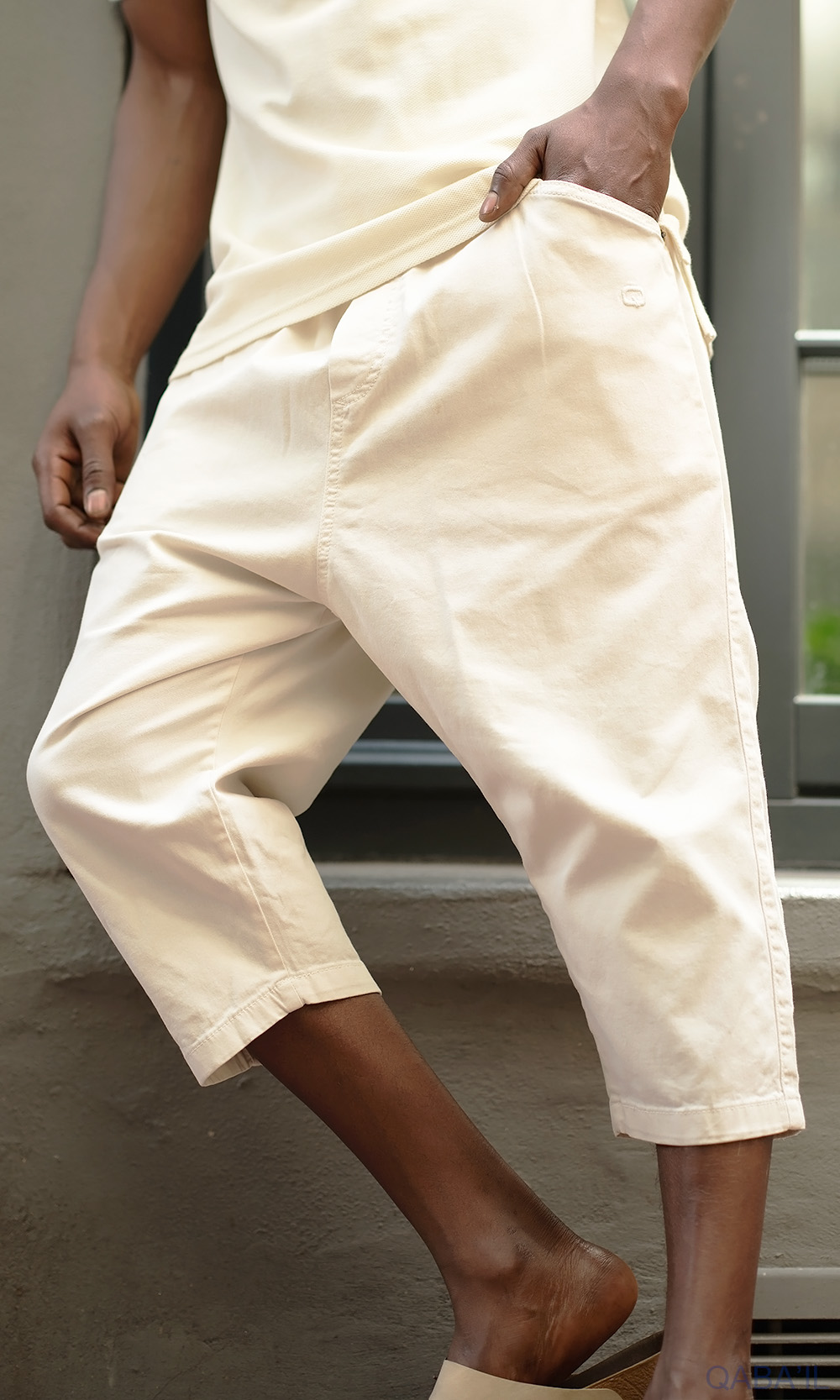 Sarouel Bermuda STRETCH Beige- QABAIL