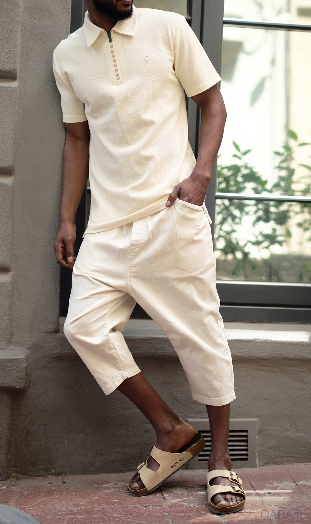 Sarouel Bermuda STRETCH Beige- QABAIL – Image 2