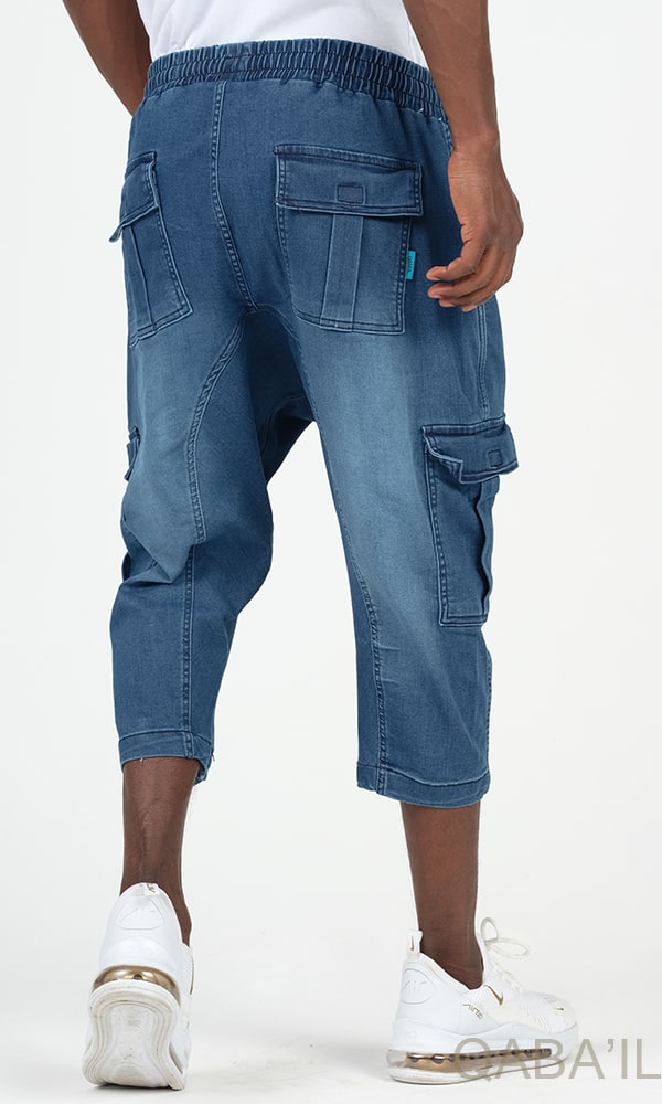 Sarouel Court Jean Cargo Bleu Clair - Qabail – Image 3