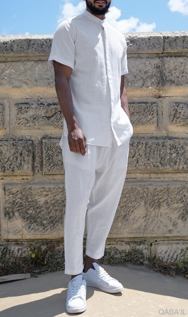 Pantalon Effet Lin Blanc - QABAIL – Image 3