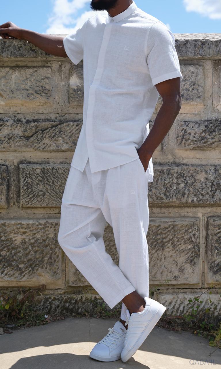 Pantalon Effet Lin Blanc - QABAIL – Image 2