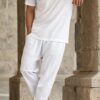 T-shirt oversized waffle écru Qabail homme — coupe street alvéolée jersey été coloris lumineux