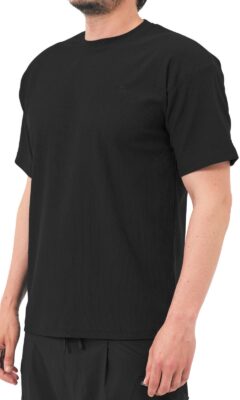 T-shirt oversized waffle noir Qabail homme — coupe street alvéolée jersey respirant
