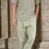T-shirt oversized waffle vert sauge Qabail homme — coupe street alvéolée jersey été