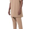 Ensemble Qamis Court Silent camel homme Qabail — tunique zippée sarouel coupe droite modest fashion