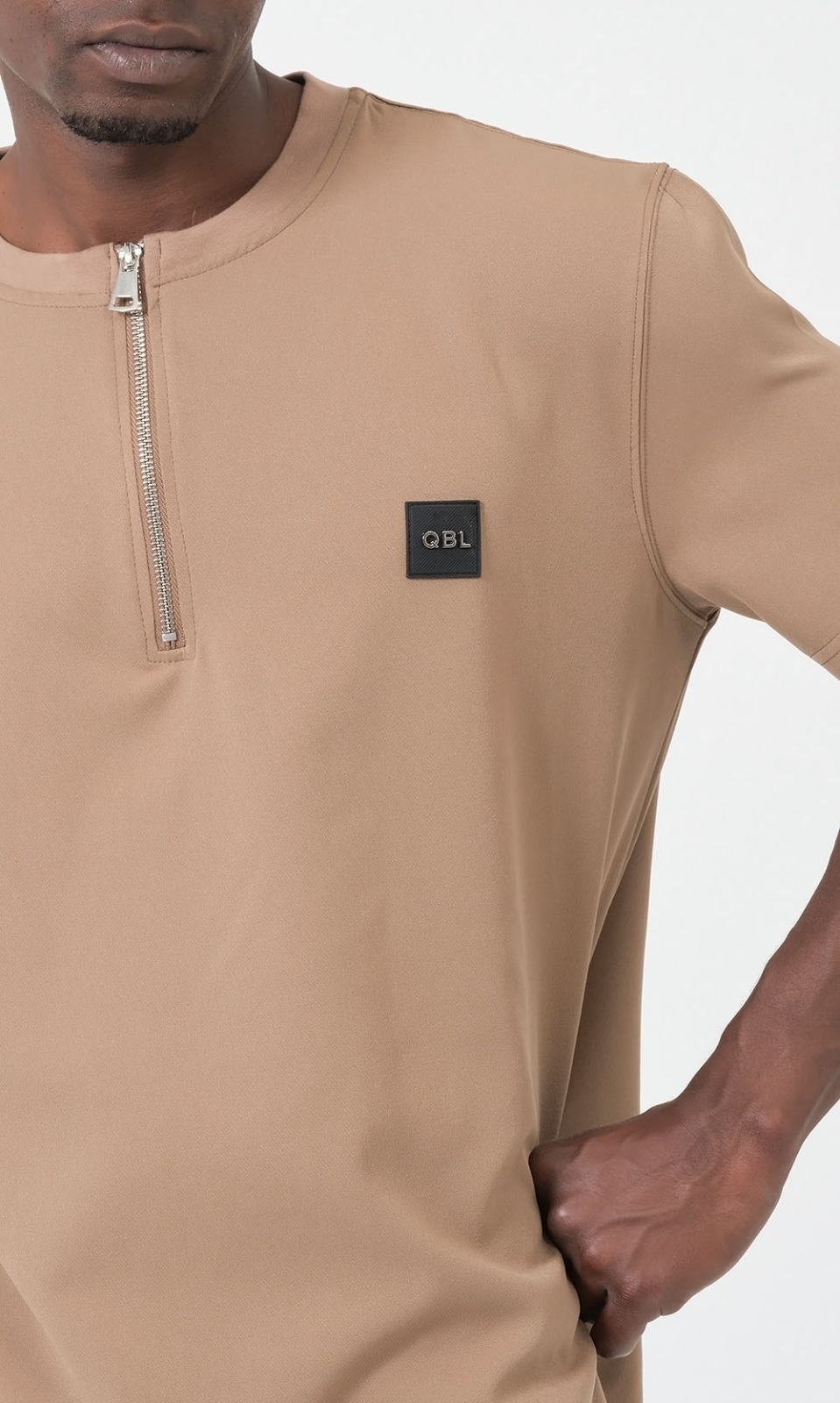 Ensemble Qamis Court Silent camel Qabail — sarouel coupe droite assortie vue produit