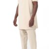 Ensemble Qamis Court Silent beige homme Qabail — tunique zippée sarouel coupe droite modest fashion
