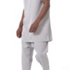 Ensemble Qamis Court Silent gris homme Qabail — tunique zippée sarouel coupe droite modest fashion