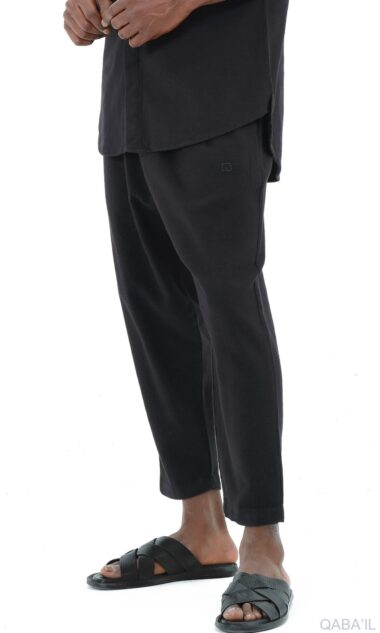 Sarouel Classik Lin noir homme Qabail — coton effet lin coloris intemporel été modest fashion